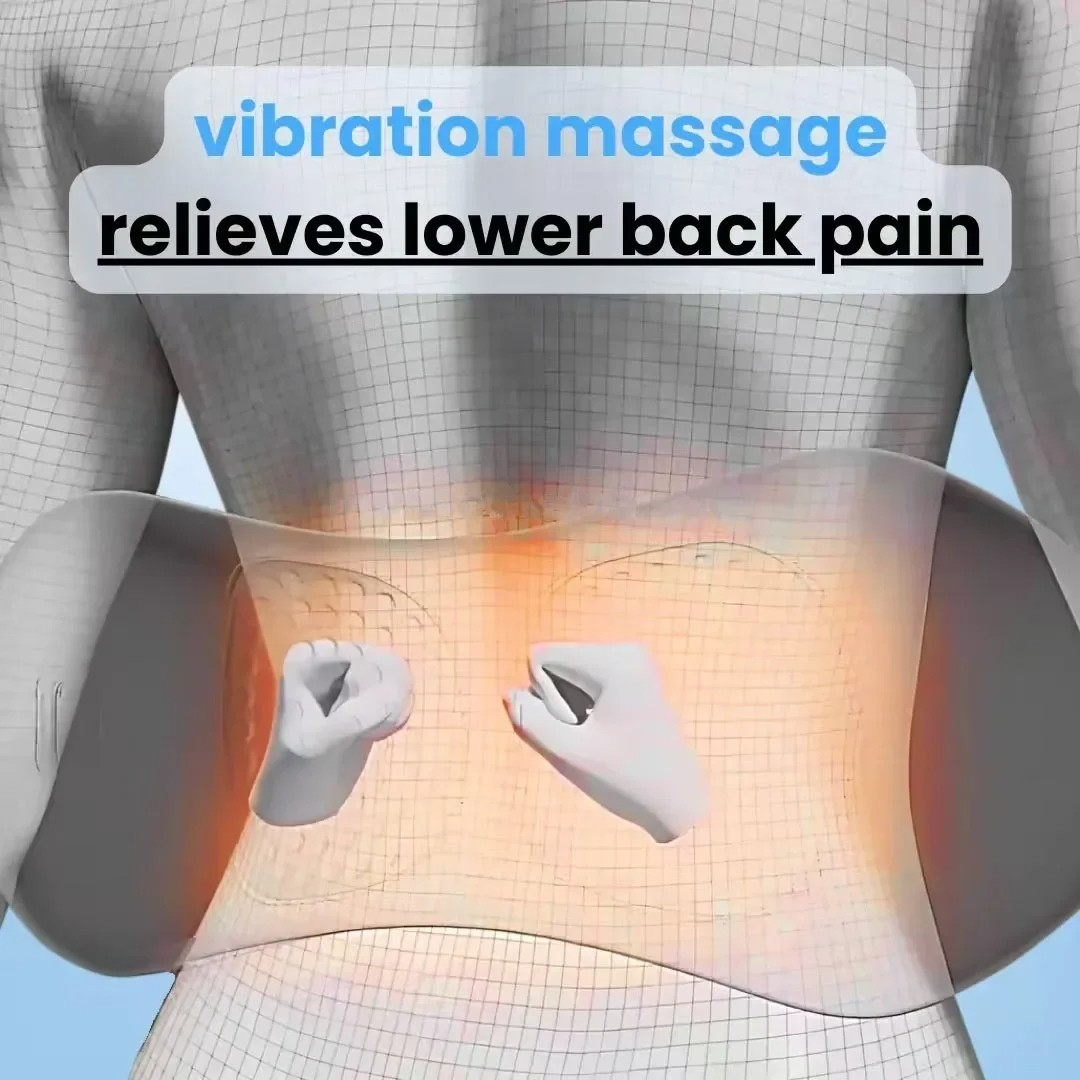 Rückenmassagegerät mit Wärme und Vibration, Lendenstütze bei Ischias, Rückenschmerzen und Haltungskorrektur – 3-in-1 Heimtherapie