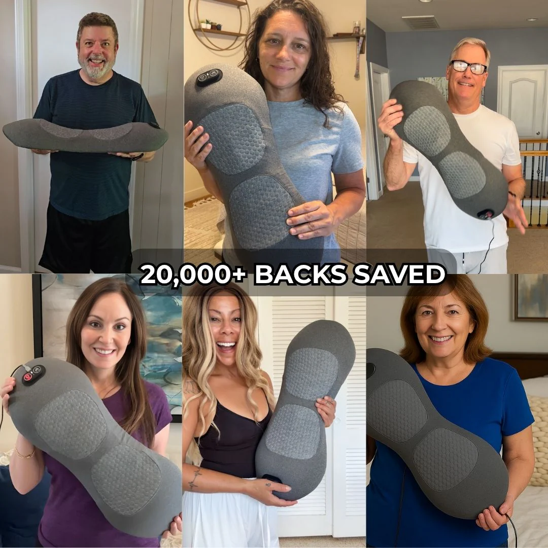 Back Massager with Heat and Vibration, Lumbar Support for Sciatica Relief, Lower Back Pain and Posture Correction – 3-in-1 Home Therapy