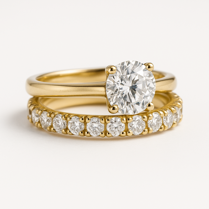 Gold diamond ring set