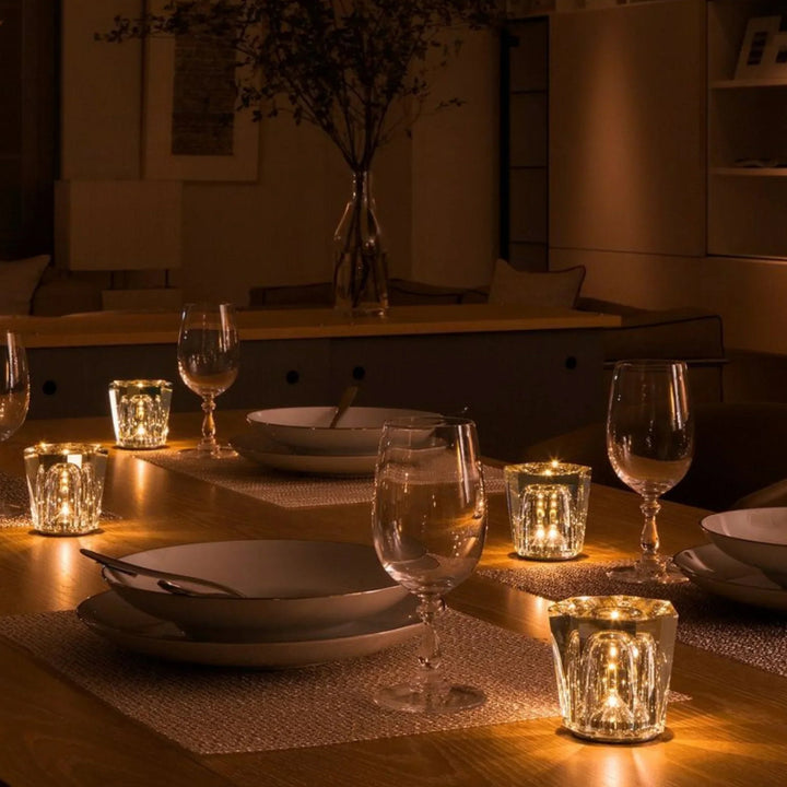 VÉLORIA Crystal Table Lamp | Diamond-Shaped Design & 360° Light Play | Cordless & USB Rechargeable | Up to 12 Hours of Light