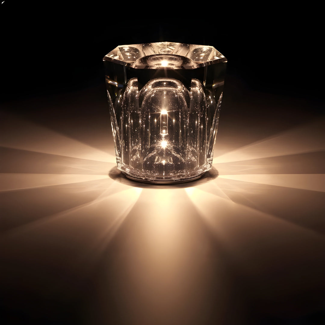 VÉLORIA Crystal Table Lamp | Diamond-Shaped Design & 360° Light Play | Cordless & USB Rechargeable | Up to 12 Hours of Light