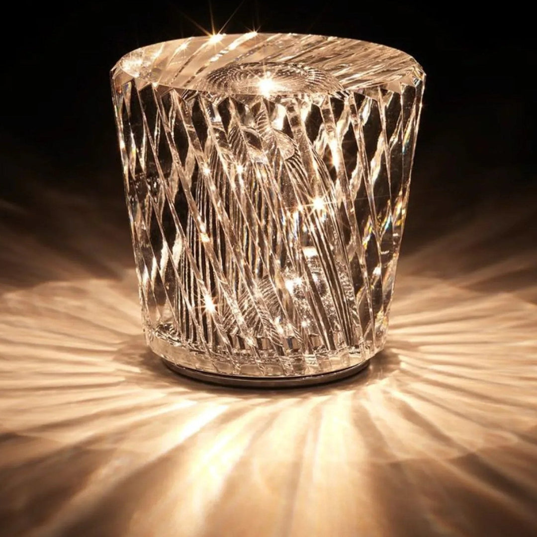 VÉLORIA Crystal Table Lamp | Diamond-Shaped Design & 360° Light Play | Cordless & USB Rechargeable | Up to 12 Hours of Light