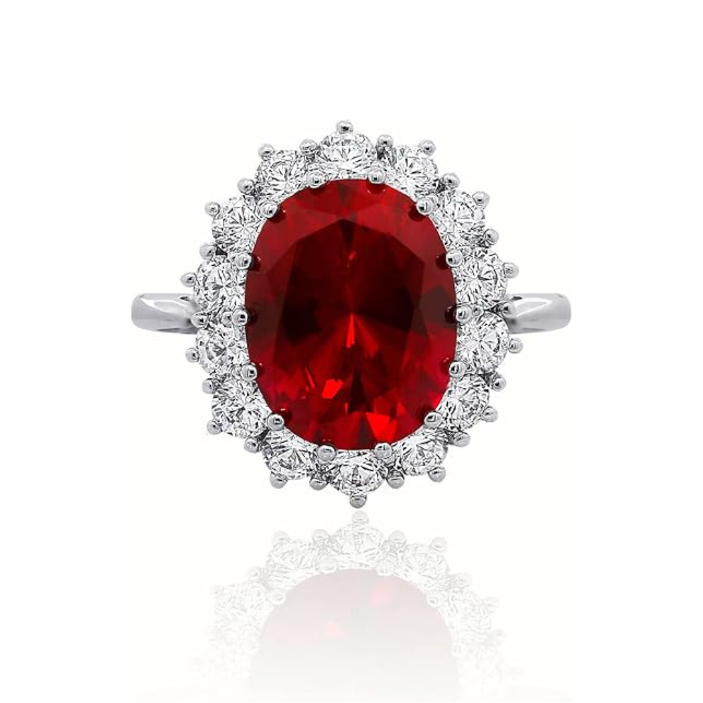 Elegant white gold ring with ruby accent
