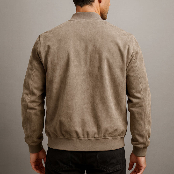 Men's Faux Suede Lightweight Jacket with Structured Shoulders