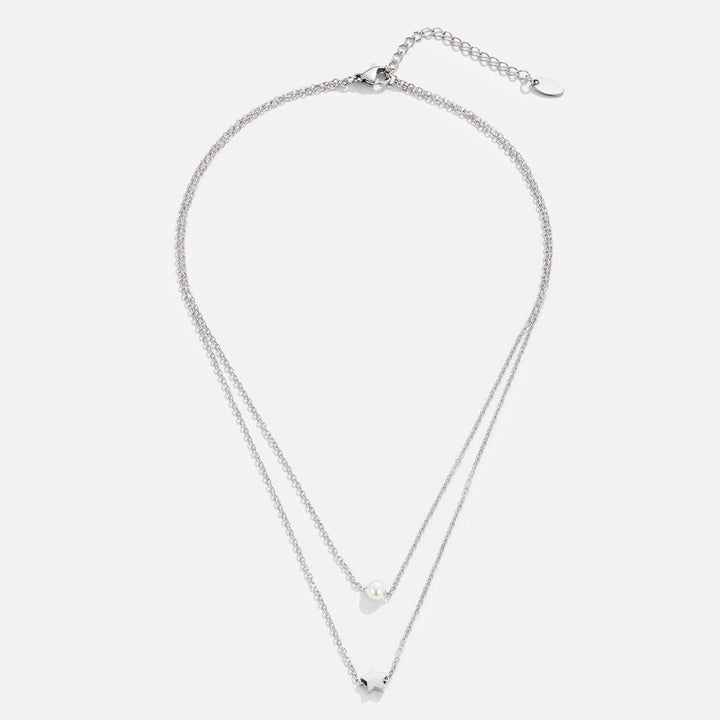Refined silver necklace with stars and pearls
