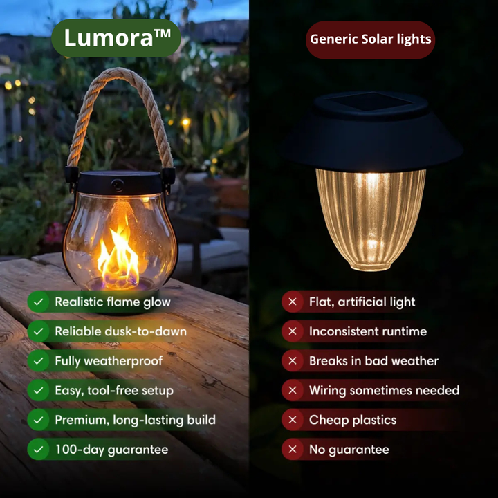 Solar lantern with realistic flame effect