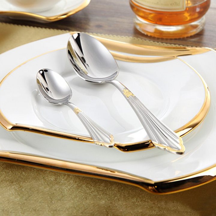 24 or 48-Piece Stainless Steel Cutlery Set with Gold Finish – GlowCut