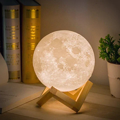 Magische Mondlampe - Kabellose Touch-Steuerung | Holzsockel