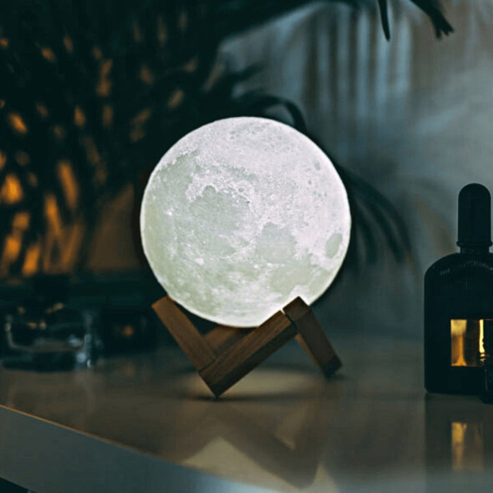 Magische Mondlampe - Kabellose Touch-Steuerung | Holzsockel
