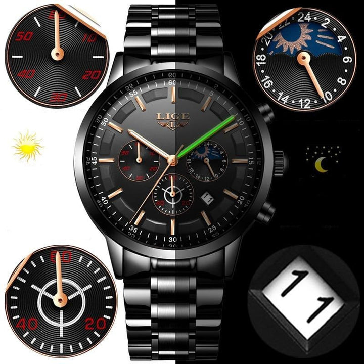 Black Military Steel Watch | Elegant and Durable Men's Watch