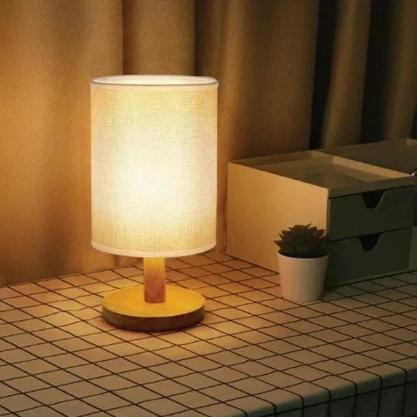 Modern Wooden Bedside Lamp | Dimmable & Remote Control