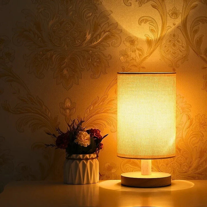 Modern Wooden Bedside Lamp | Dimmable & Remote Control
