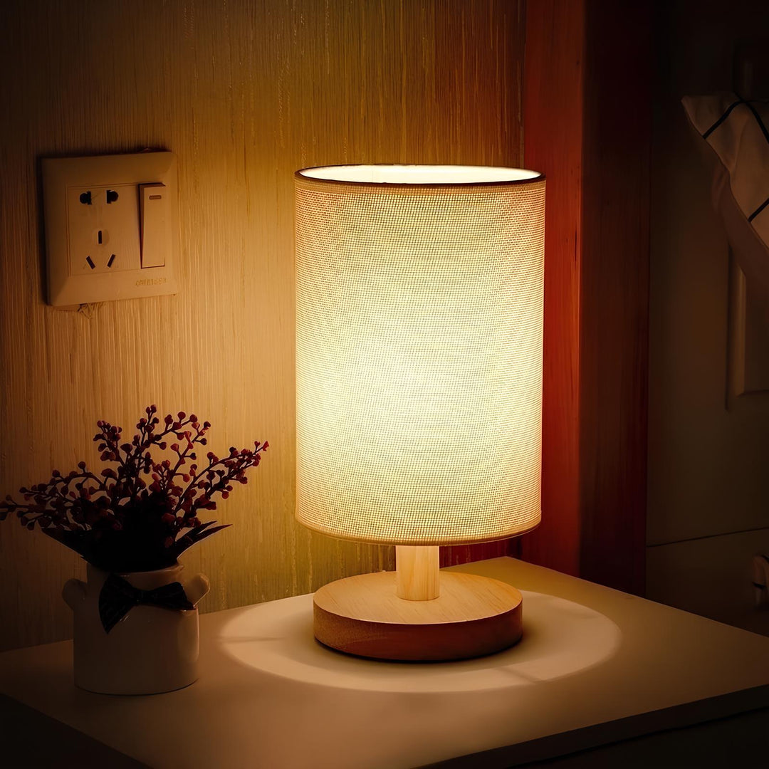 Modern Wooden Bedside Lamp | Dimmable & Remote Control
