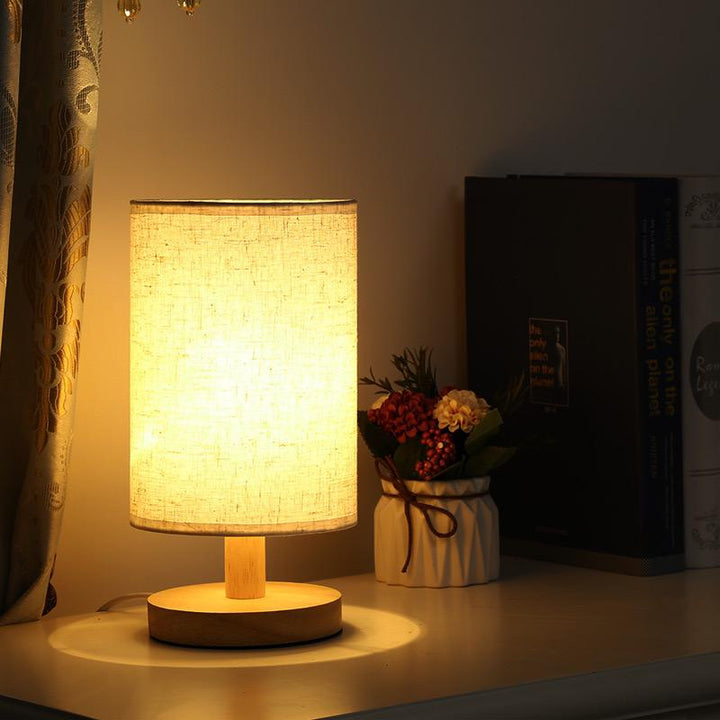 Modern Wooden Bedside Lamp | Dimmable & Remote Control