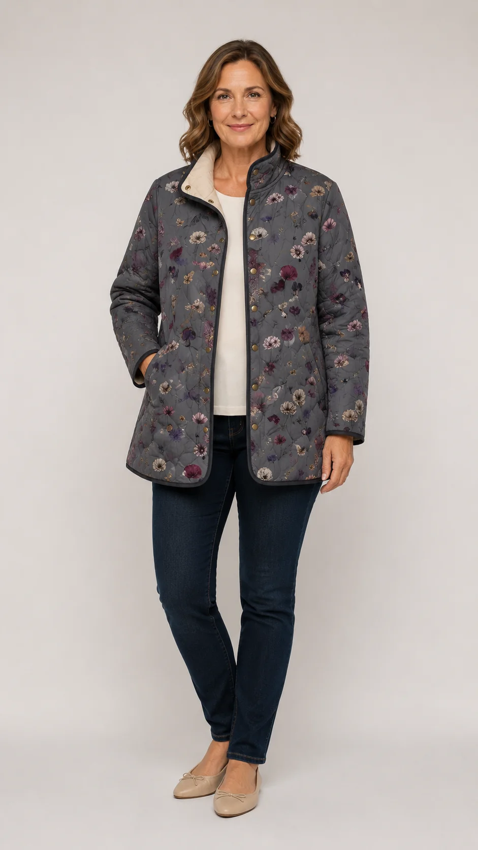 Vintage floral quilted jacket - lightweight padded coat