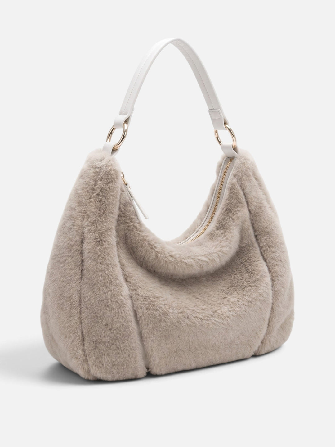 Women's Zip-Top Faux Fur Hobo Bag