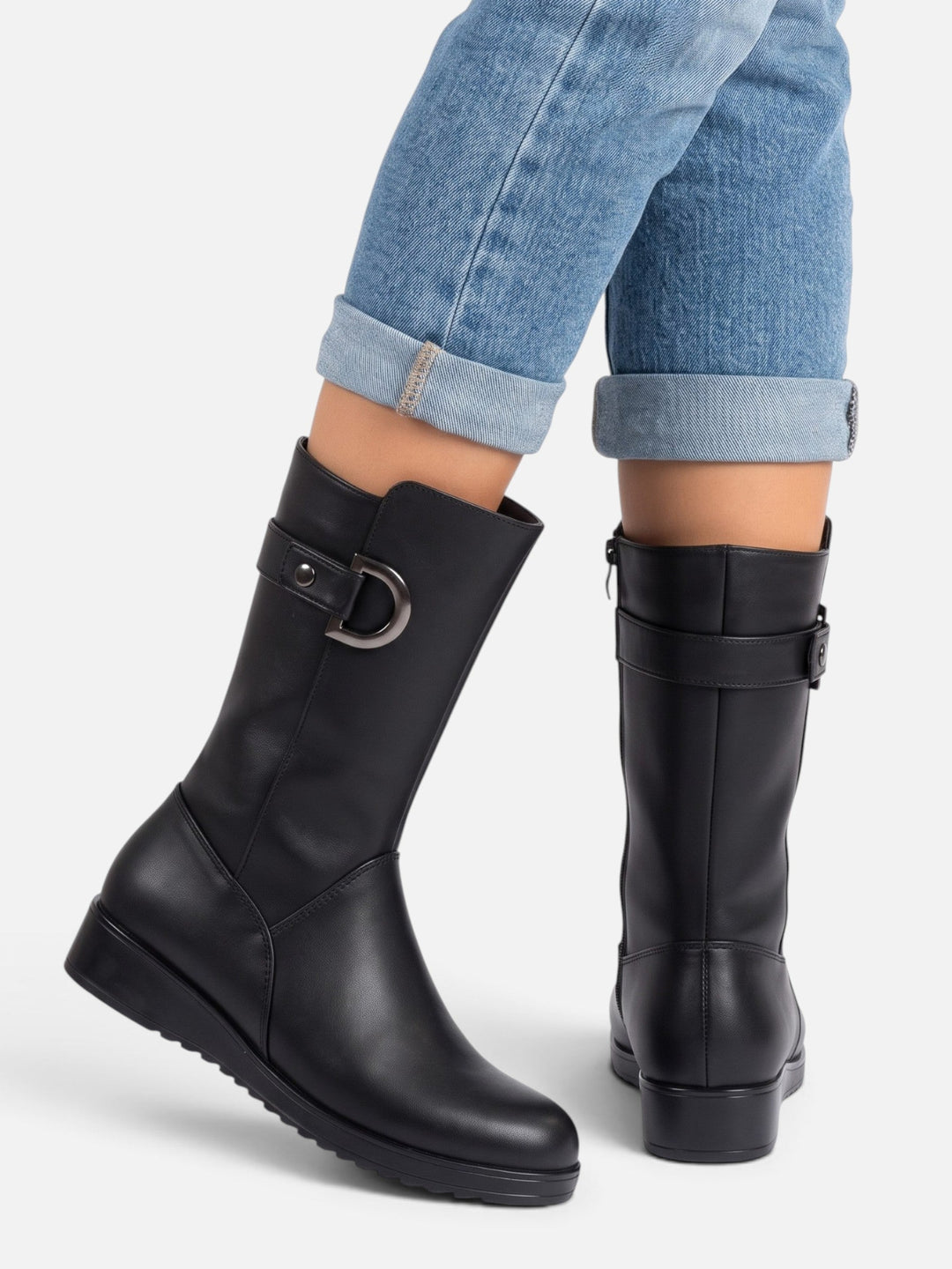 Women's Fur-Lined Buckle Boots