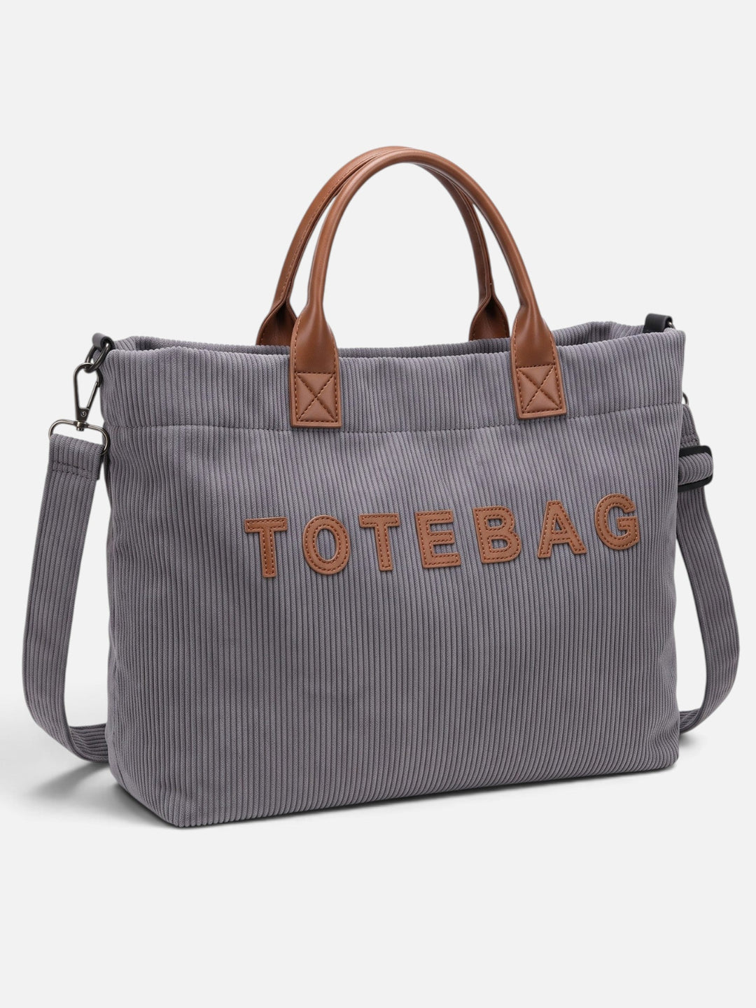 Women's Corduroy Tote Bag with Lettering