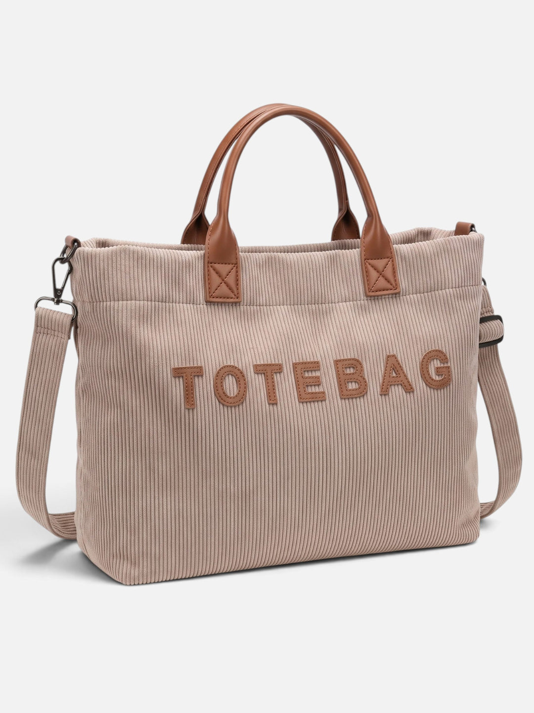 Women's Corduroy Tote Bag with Lettering
