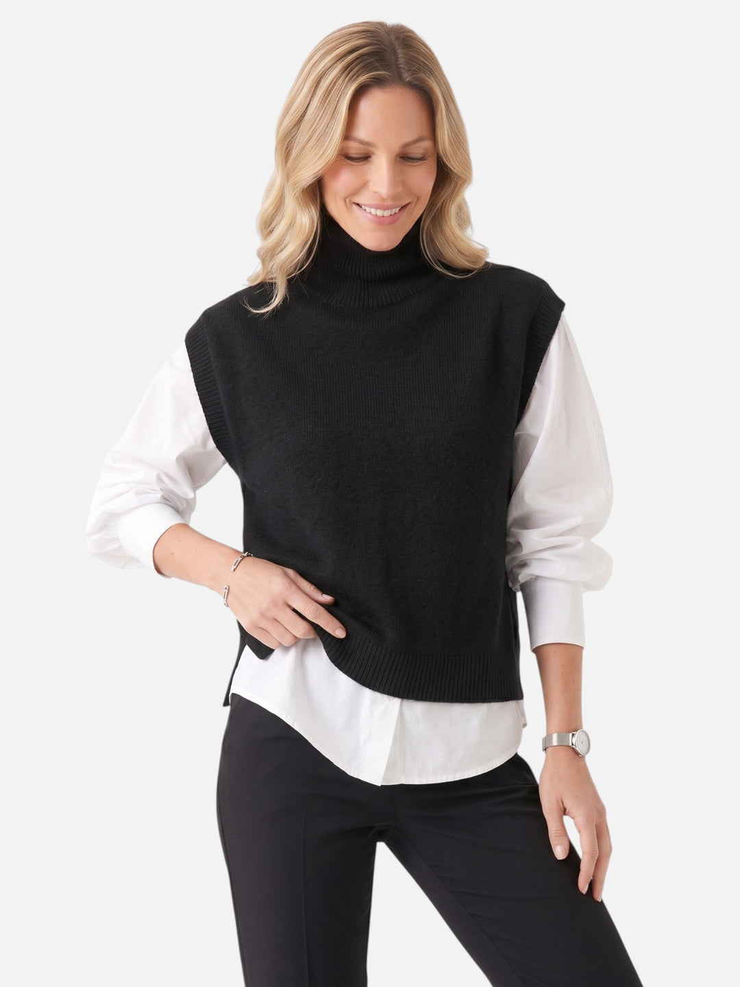 Women's Sleeveless Roll-Neck Knit Jumper