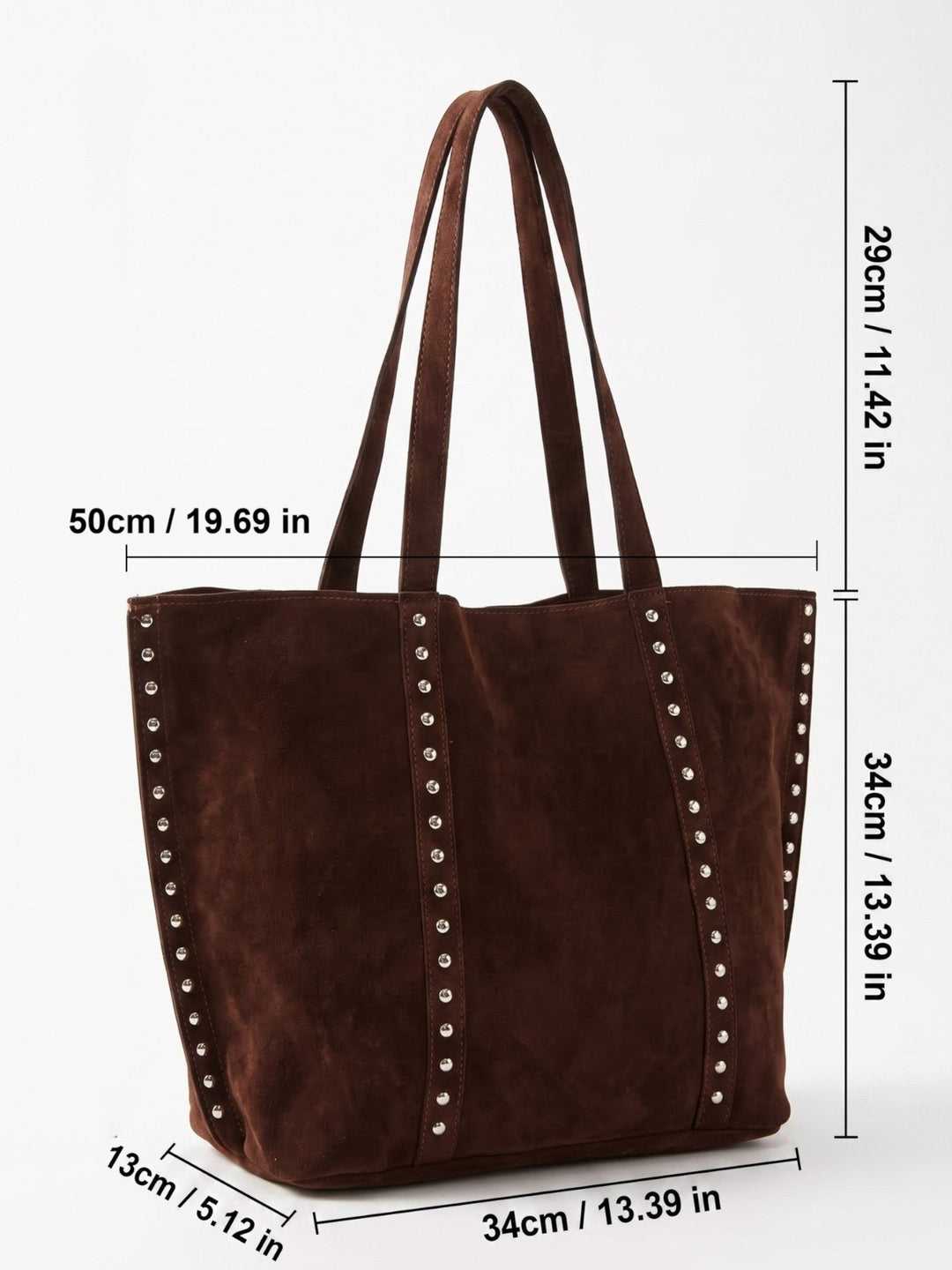 Women's Studded Faux Suede Tote Bag
