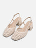 Women's Woven Slingback Court Shoes with Block Heel