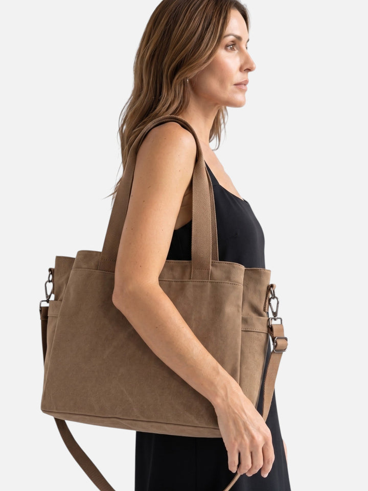 Women's Convertible Canvas Tote Bag with Shoulder Strap