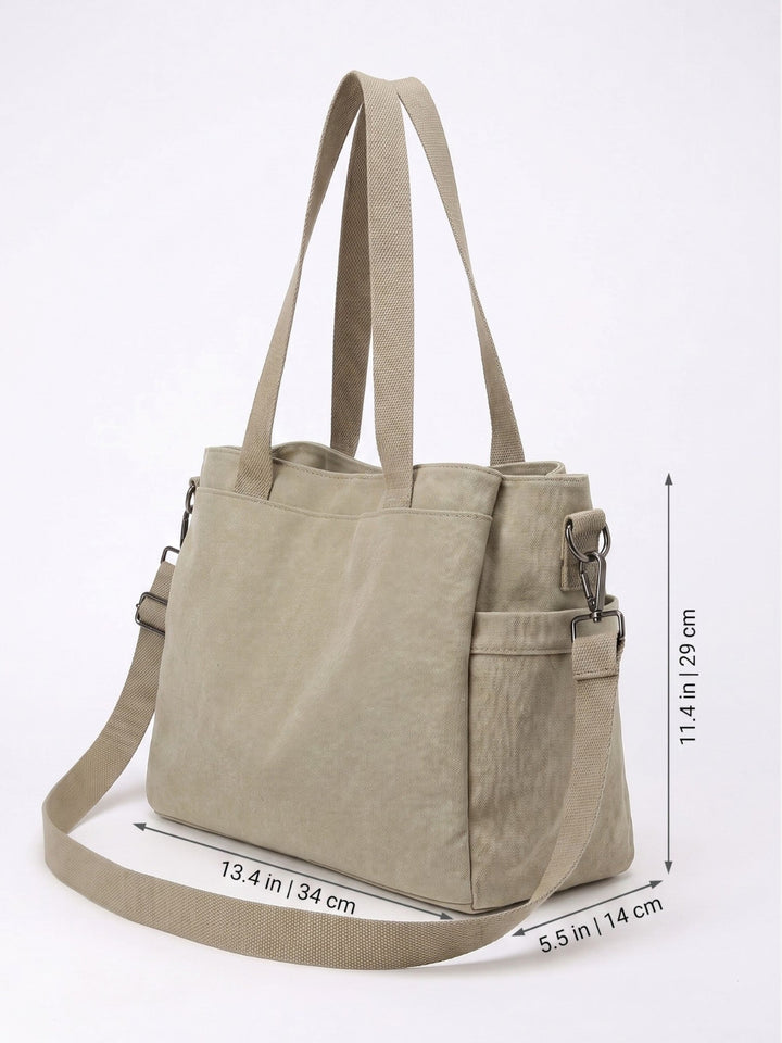 Women's Convertible Canvas Tote Bag with Shoulder Strap