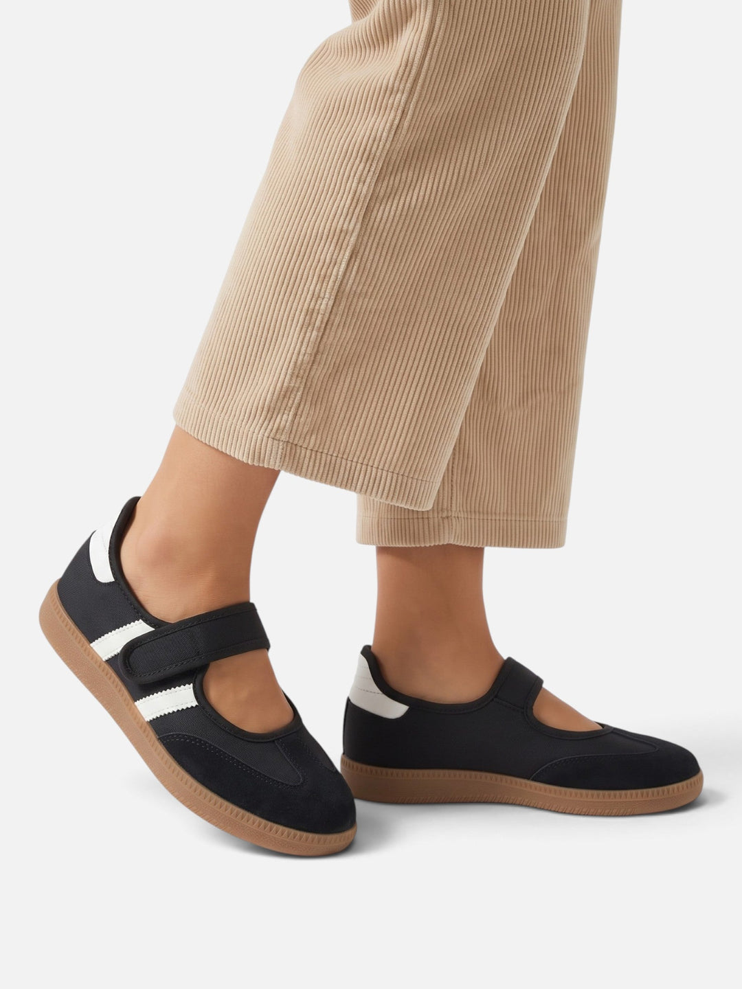 Women's Mary Jane Style Trainers with Contrast Stripes