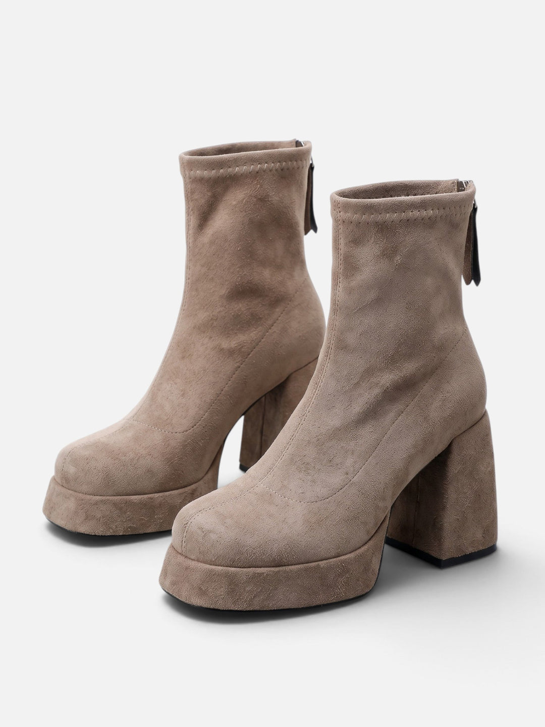 Women's Faux Suede Platform Ankle Boots with Block Heel