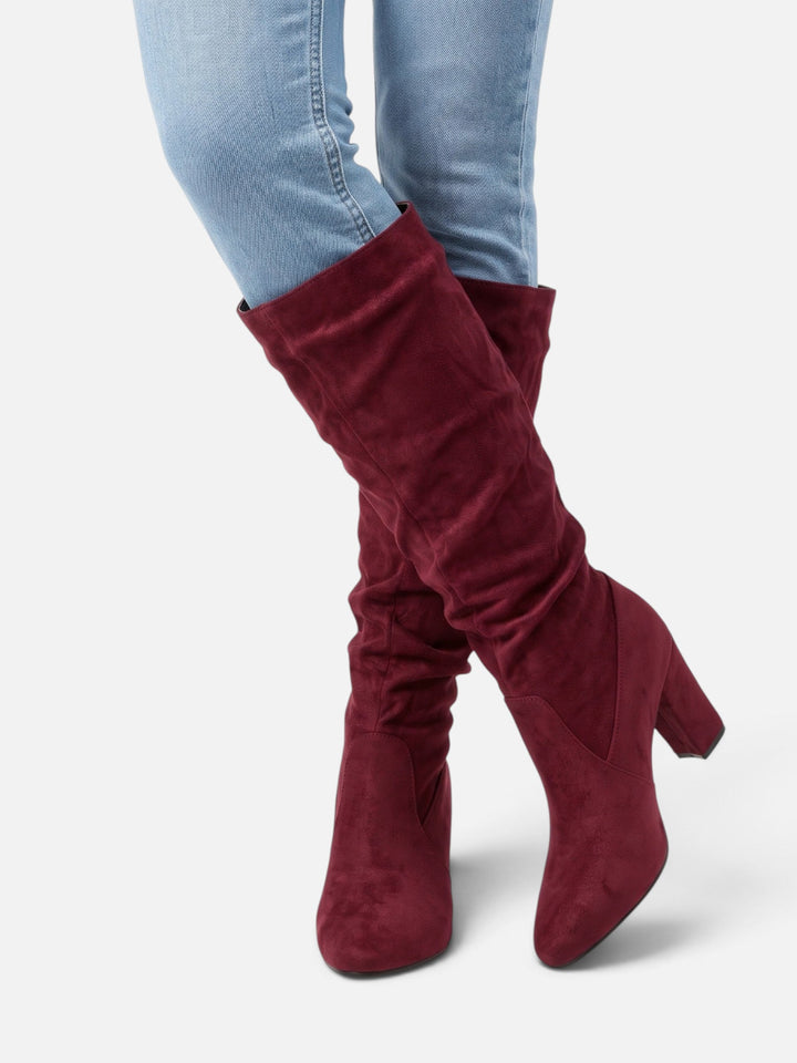 Women's Faux Suede Slouchy Block Heel Boots