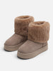 Women's Faux Suede Platform Ankle Boots with Faux Fur Cuff