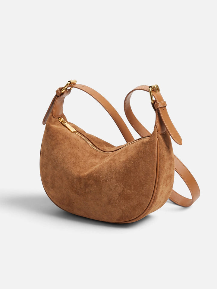 Women's Zip-Top Faux Suede Hobo Bag