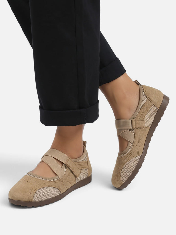 Women's Mesh Sneakerina Ballet Flats with Crossover Straps