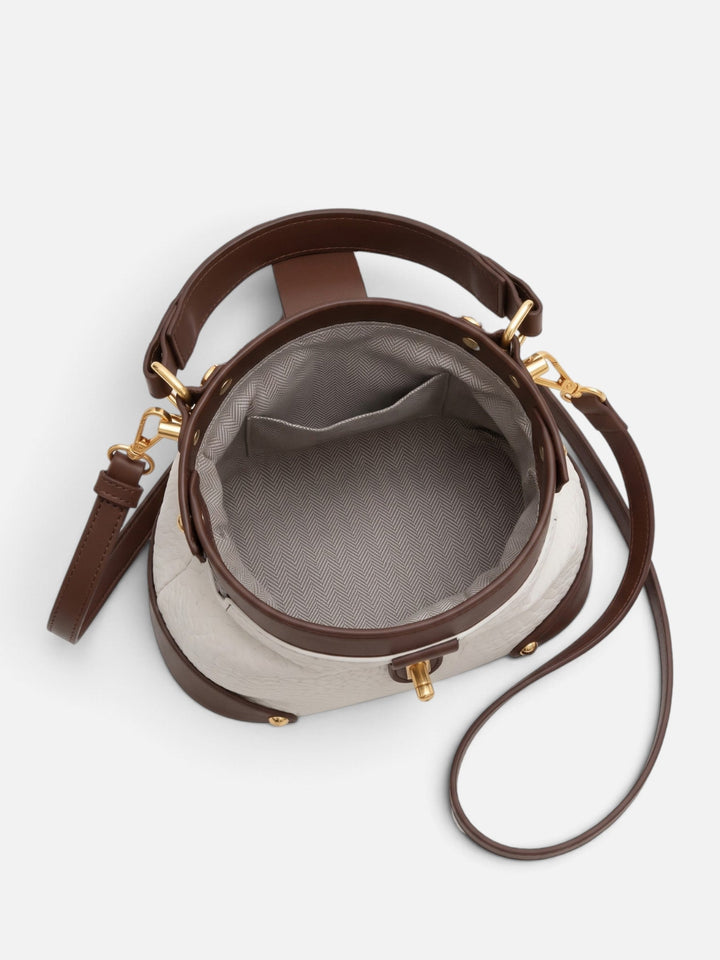 Women's Two-Tone Faux Leather Crossbody Bag with Clasp