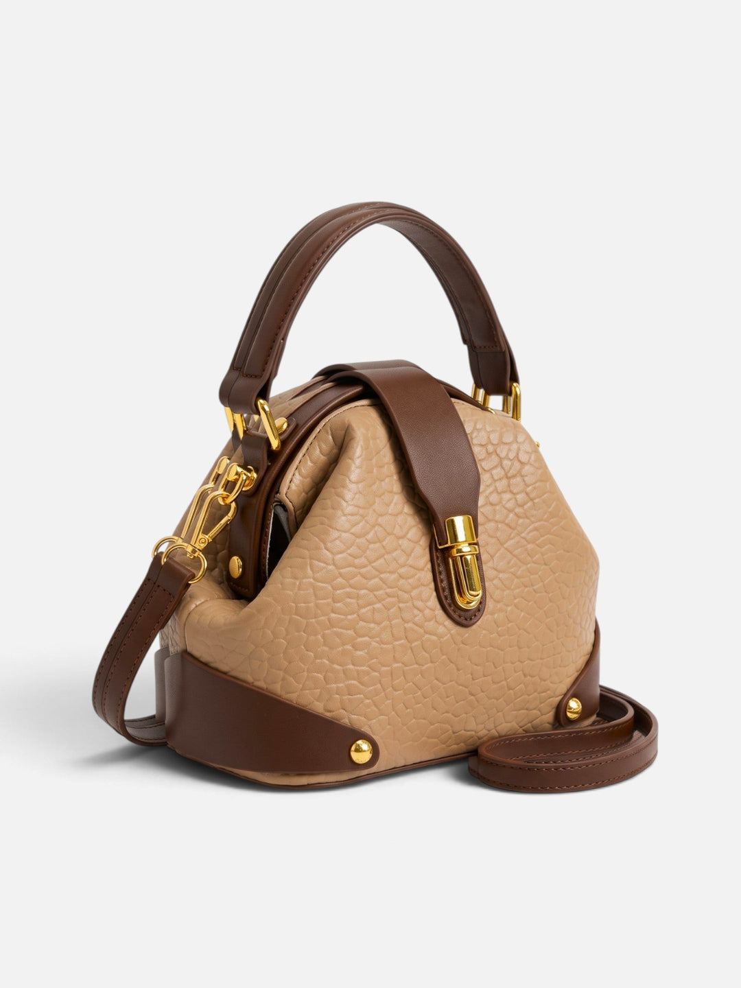 Women's Two-Tone Faux Leather Crossbody Bag with Clasp