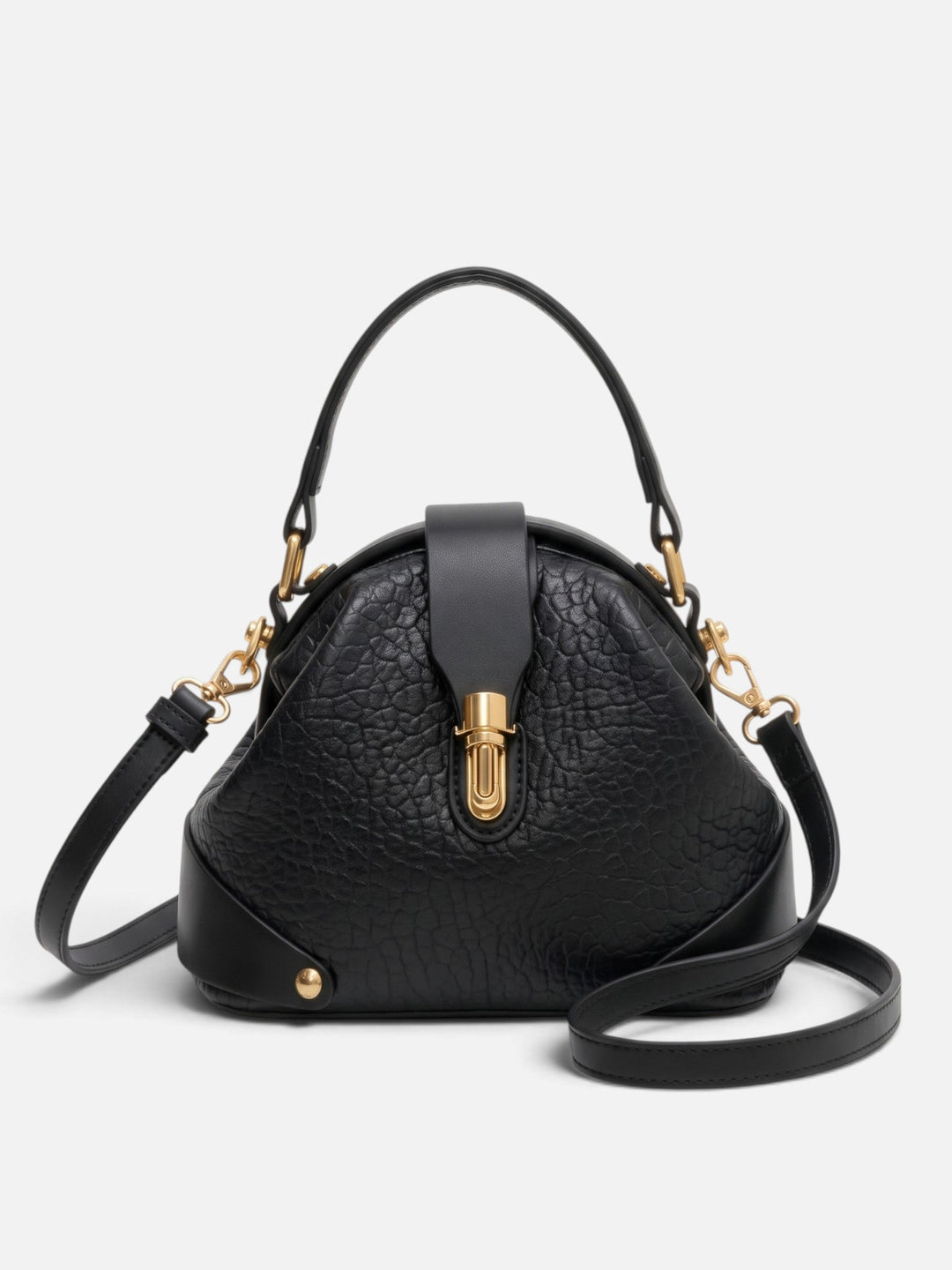 Women's Two-Tone Faux Leather Crossbody Bag with Clasp