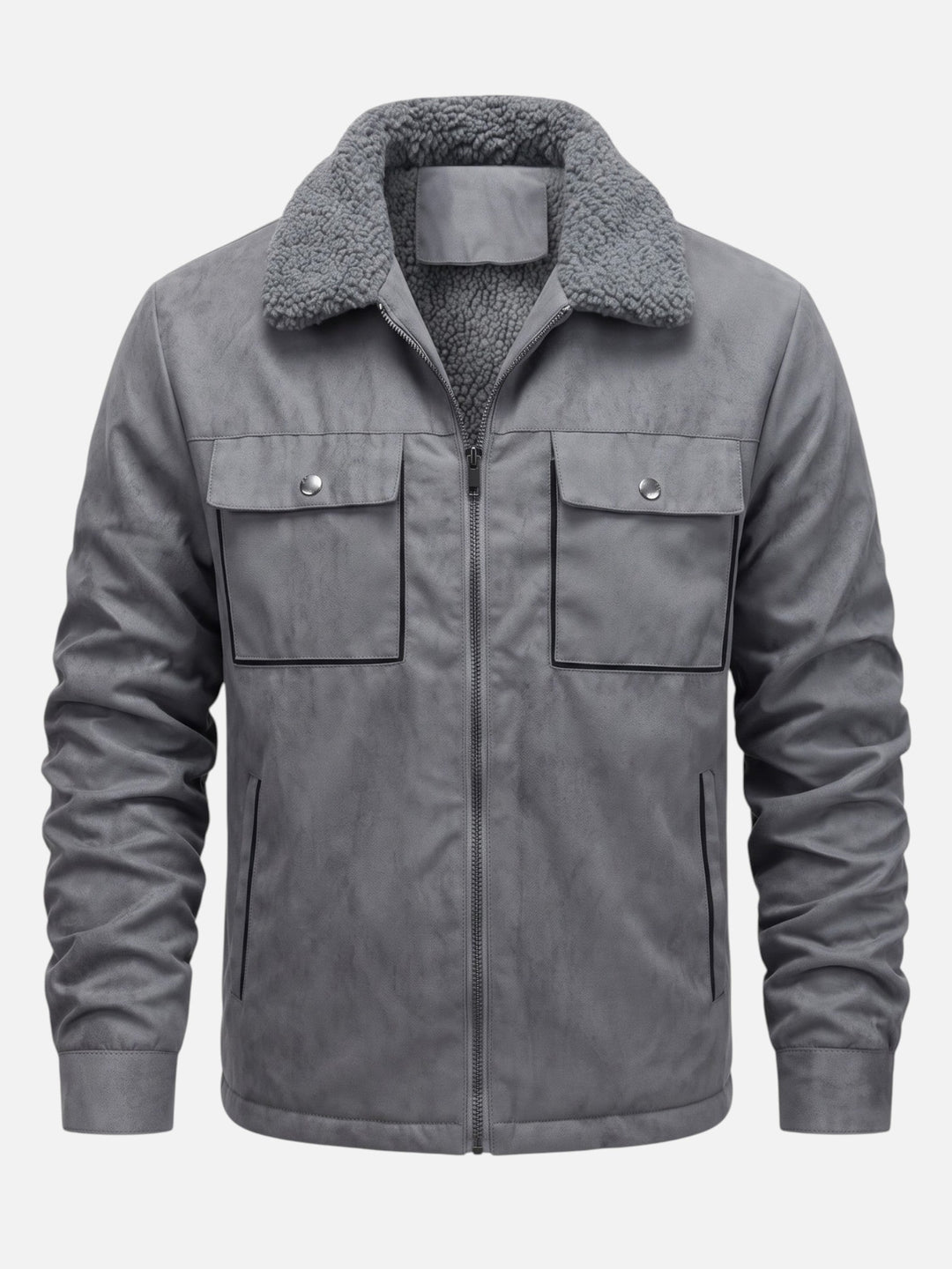 Men's Sherpa-Lined Suede-Effect Jacket