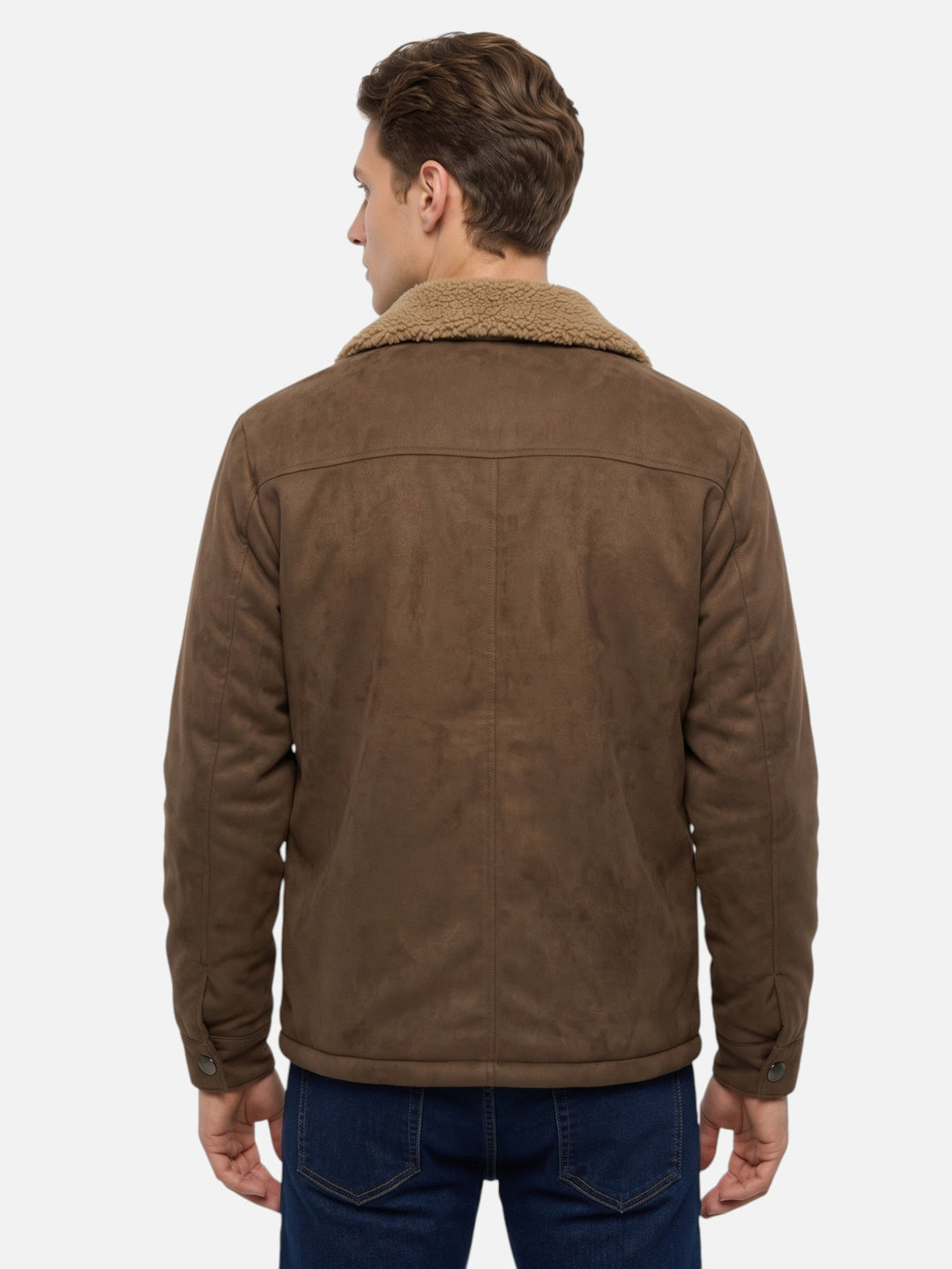Men's Sherpa-Lined Suede-Effect Jacket