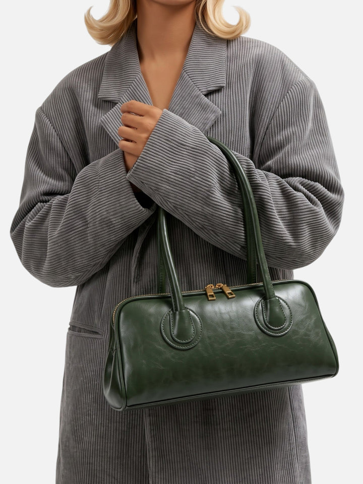 Women's Faux Leather Double-Zip Bowling Bag