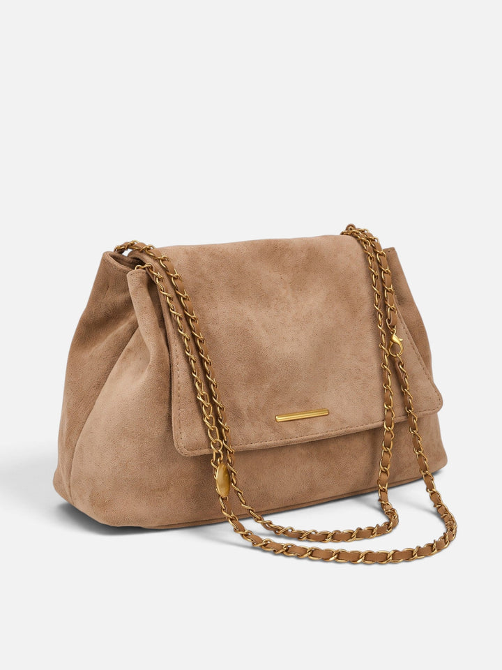Women's Faux Suede Chain Shoulder Bag