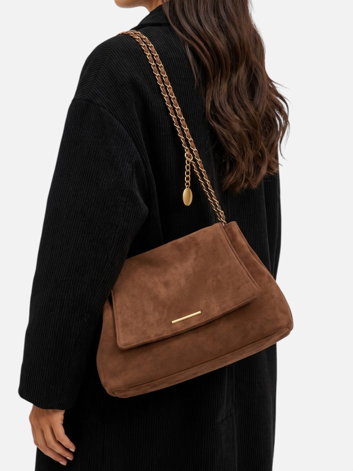 Women's Faux Suede Chain Shoulder Bag