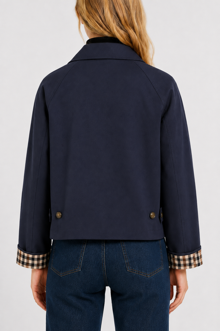 Lightweight Women's Jacket with Loose Fit and Gingham Lining