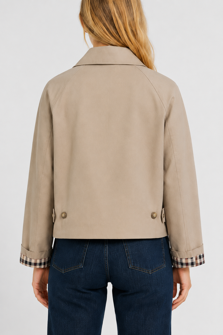 Lightweight Women's Jacket with Loose Fit and Gingham Lining