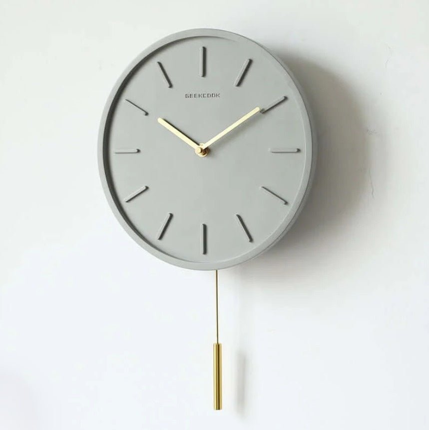 Concrete Wall Clock with Metal Pendulum - Tundra