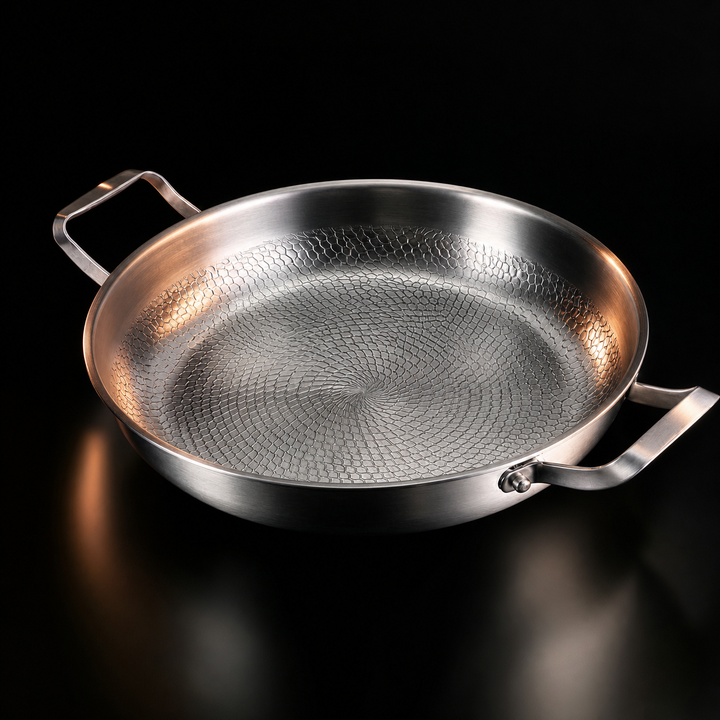 Hand-Hammered Titanium Pan with Two Side Handles
