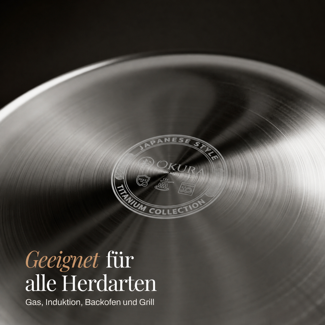 Hand-hammered titanium wok with flat base