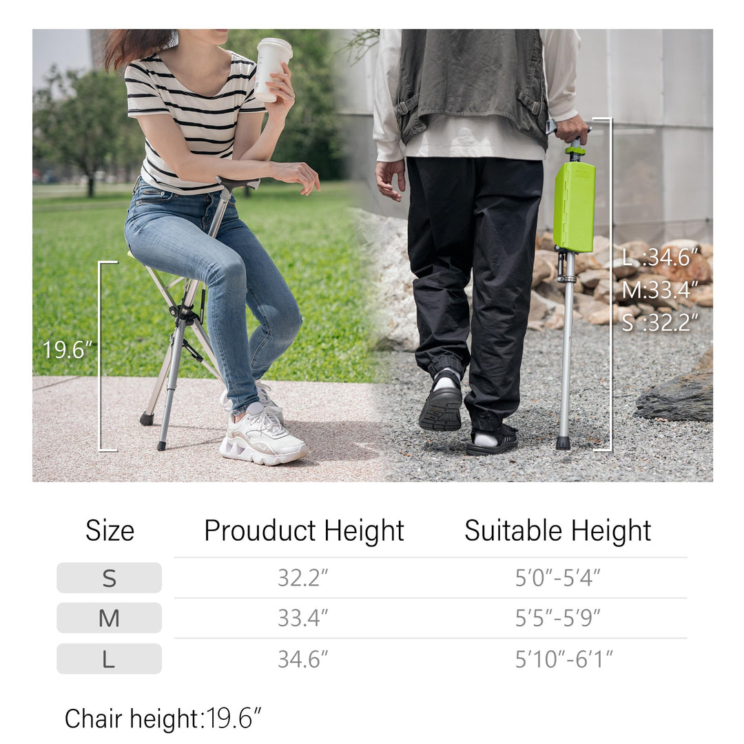CrutchSeat - Folding Stool for Comfort - Lightweight and Portable
