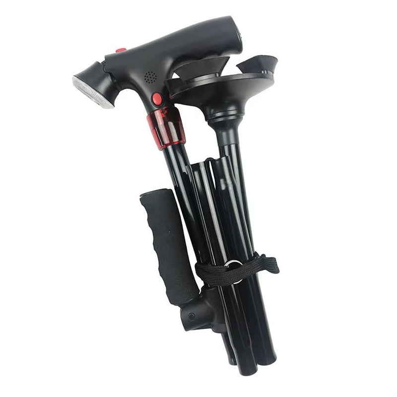 Foldable Walking Stick with LED Light - Safe and Compact