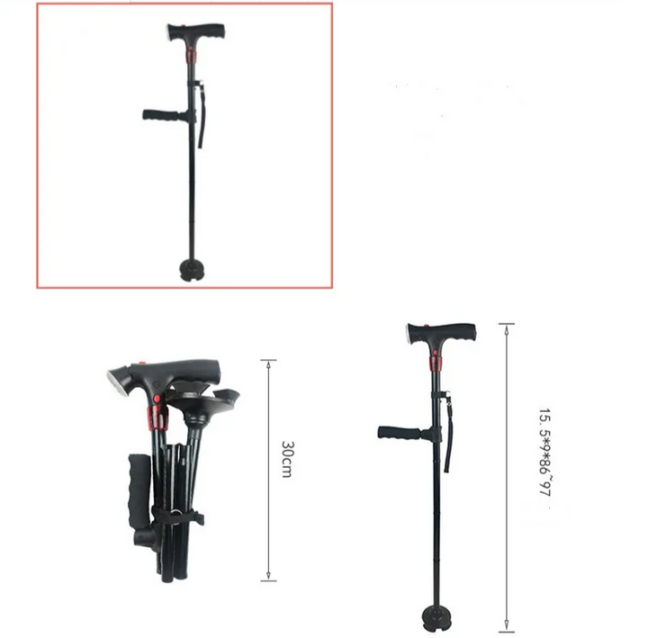 Foldable Walking Stick with LED Light - Safe and Compact
